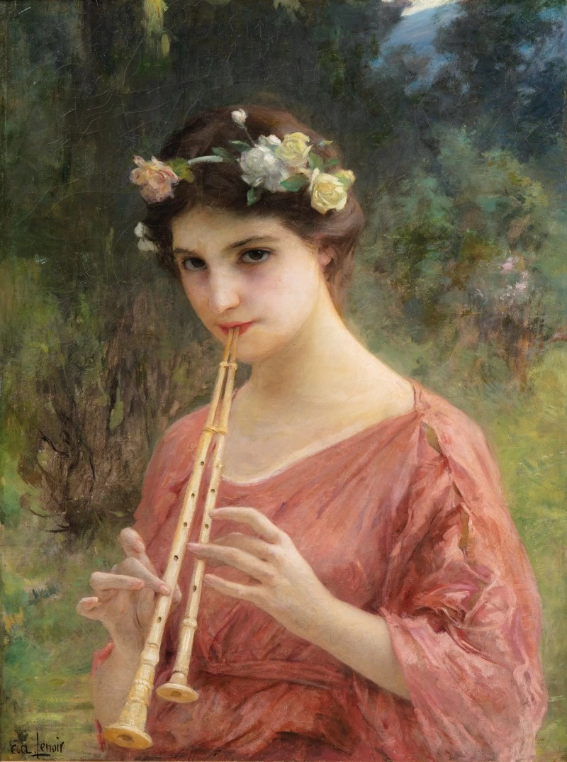 Giovane donna che suona il flauto
